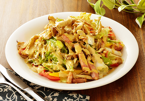 あったかキノコとベーコンサラダ(濃厚ドレッシング)